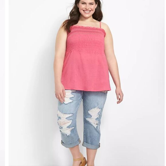 Lane Bryant 24W Petite Signature Fit Distressed Capri Jeans Medium Wash BF Denim - Picture 9 of 9